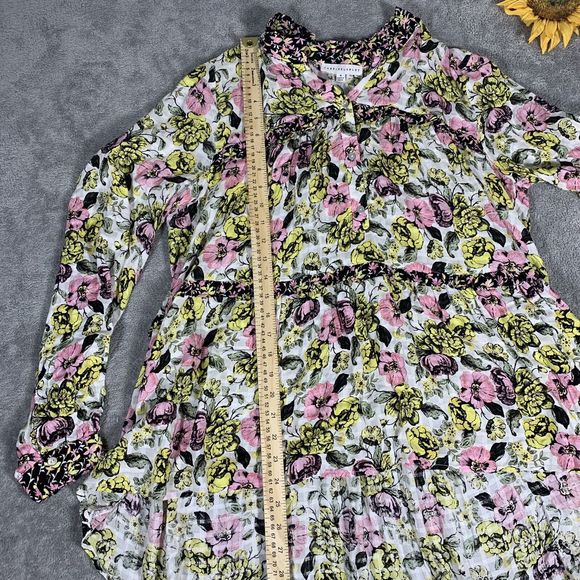 Jane + Delancey Womens M Floral Ruffle Hi Low Long Sleeve Blouse Top Medium - Picture 6 of 11